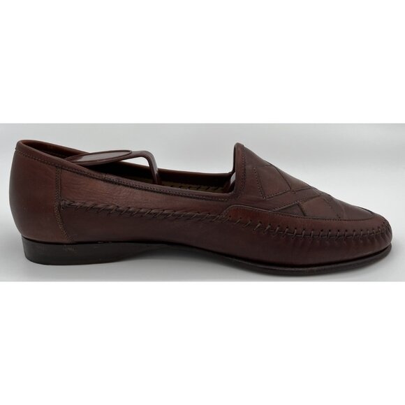 Santoni Italy Handwoven Stitched Brown Leather Penny Loafers Men Size 9D main image 11
